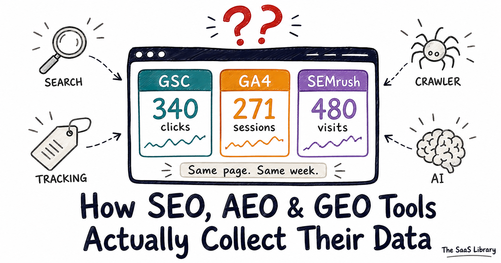 Three SEO tools showing different traffic numbers for the same page — how SEO tools collect data explained