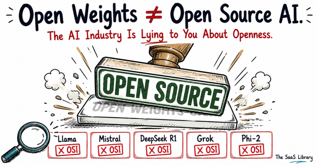 Open source label stamped on open weights AI models — Llama, Mistral, DeepSeek, Grok, Phi-2 fail OSI's open source criteria.