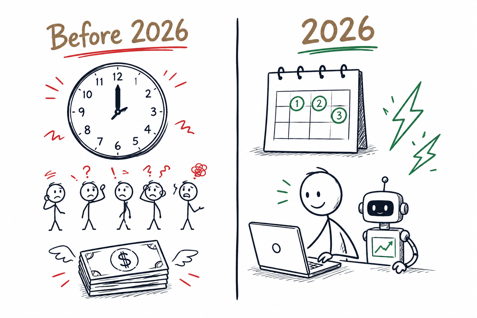 A person standing at a fork in the road labelled Build and Buy — illustrating the build vs buy AI agent decision in 2026