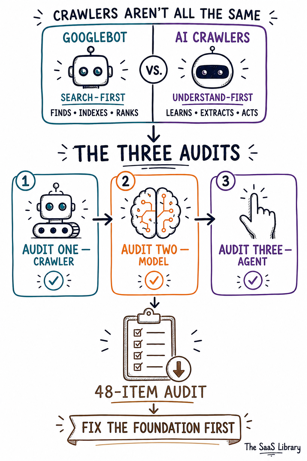 Full article summary showing The Three Audits framework and the 48-item checklist