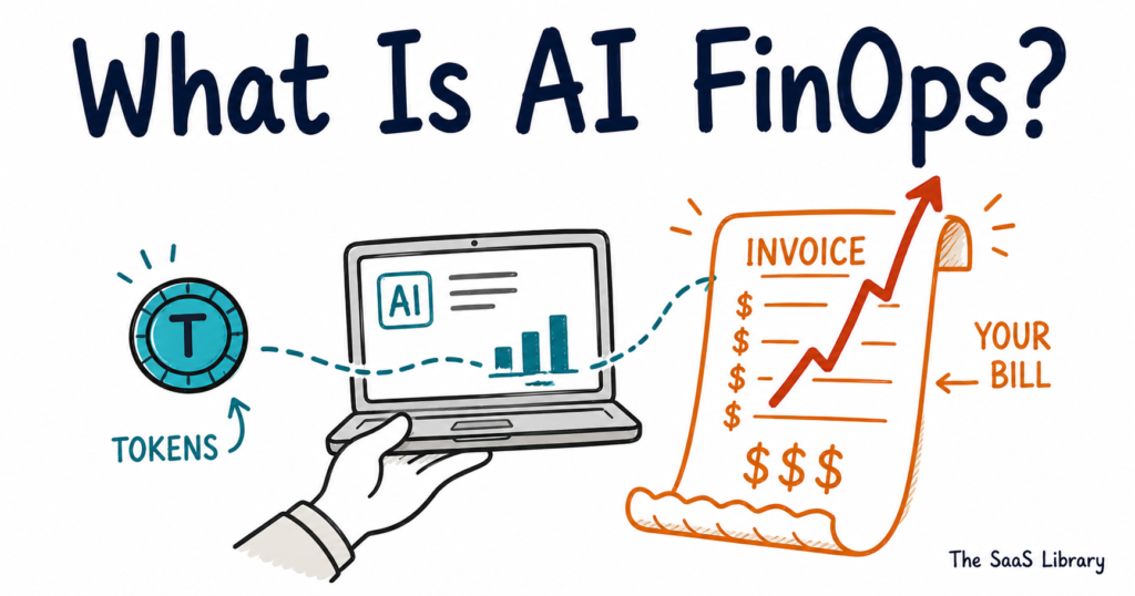 Doodle illustration showing AI token usage driving up a SaaS company's AI FinOps bill.
