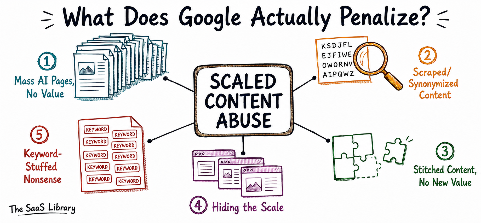 Five behaviors Google classifies as scaled content abuse in AI content policy
