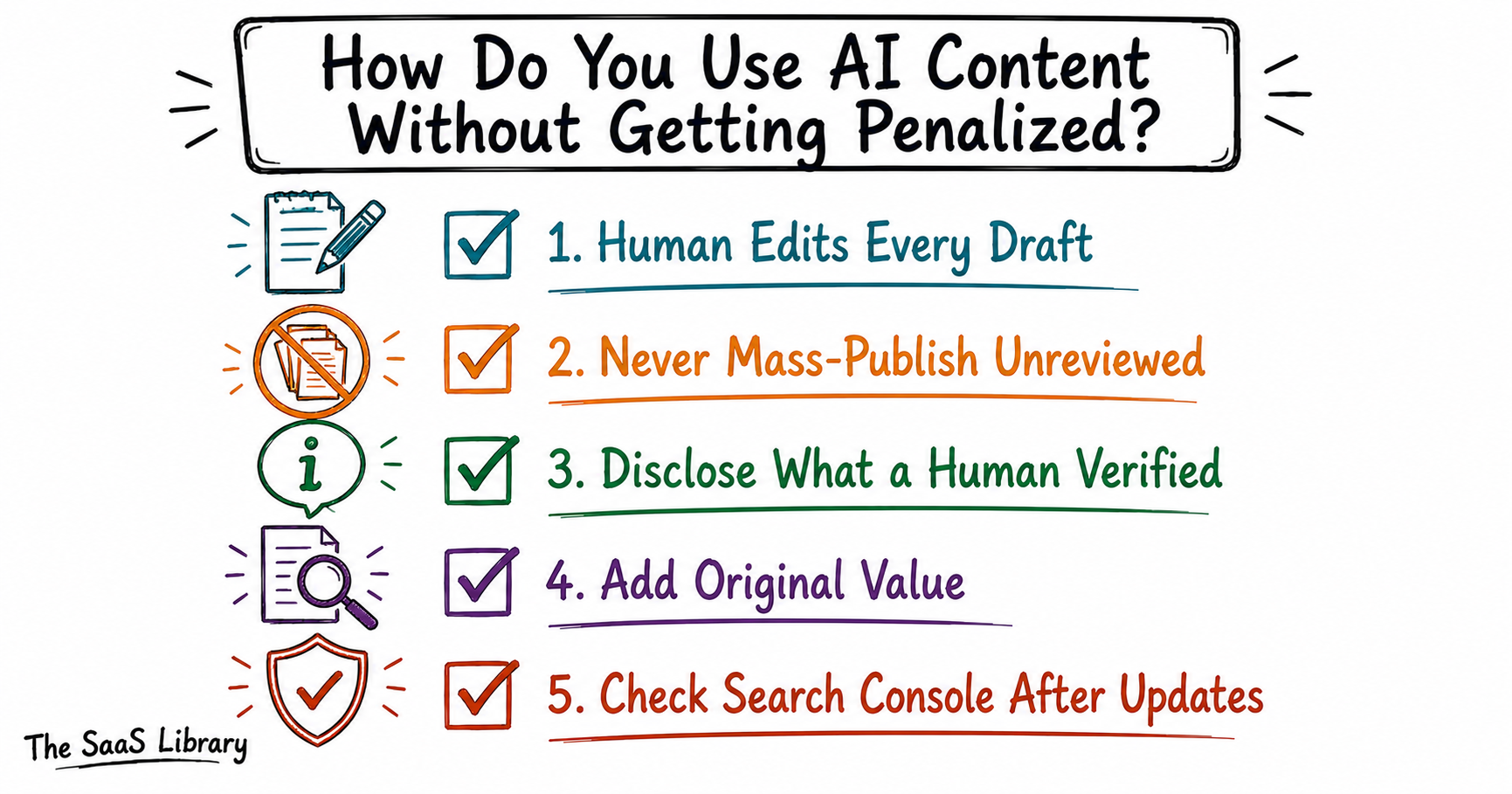 Five-step checklist for using AI content safely without a Google penalty