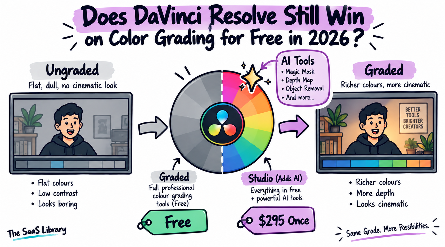 DaVinci Resolve free color grading versus paid Studio AI tools for YouTube video editing