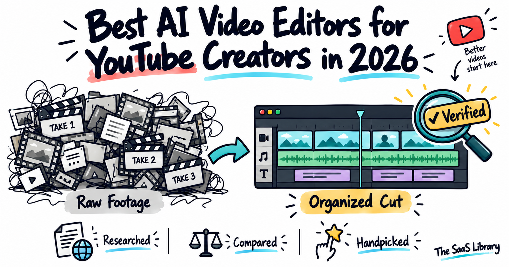 Best AI video editors for YouTube creators, from raw footage to an organized, verified edit