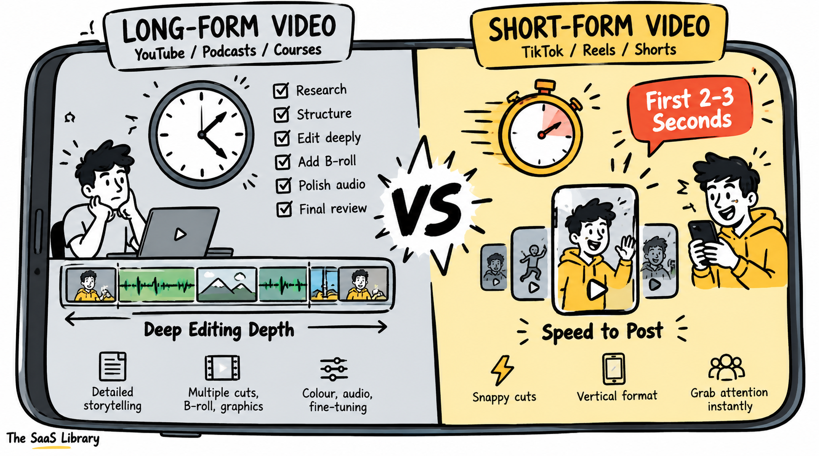 Long-form editing depth versus short-form posting speed for TikTok and Reels content