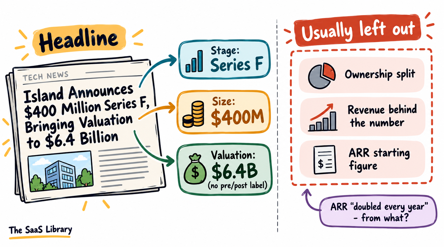 Anatomy of a funding headline showing stage, size and valuation, and what startup funding stages headlines leave out