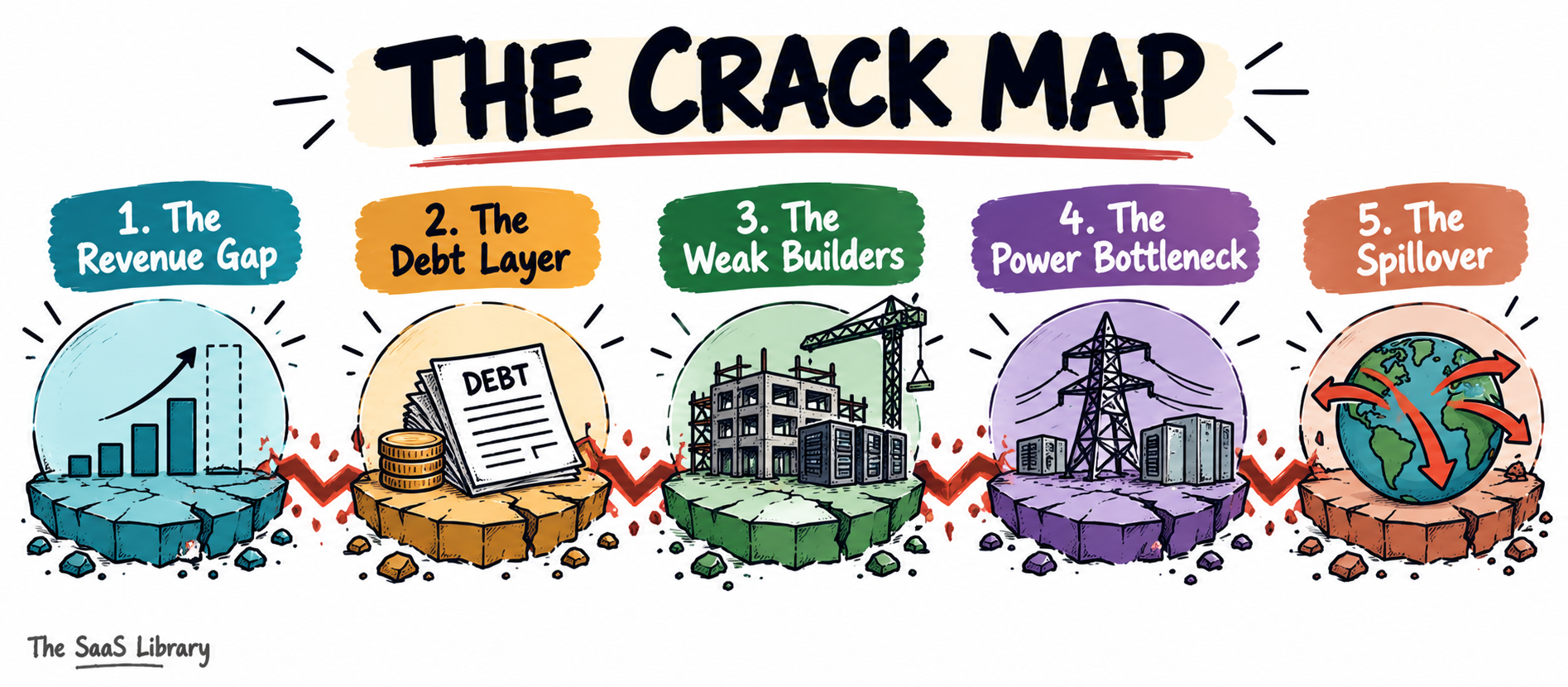 The Crack Map — five fault lines in the AI data center bubble, explained