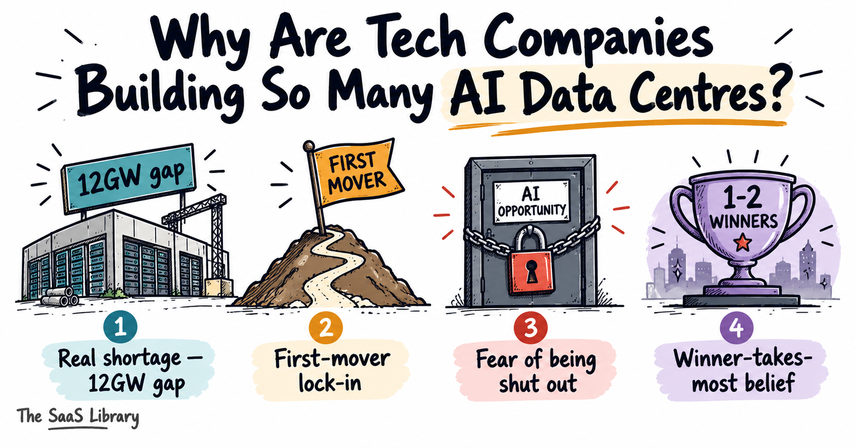 Four drivers of the AI data center bubble's overbuilding race